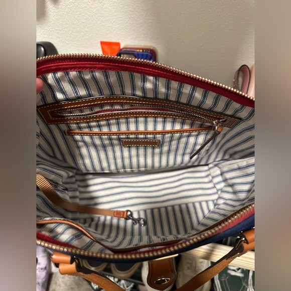 Navy Blue Dooney & Bourke Bag with Brown Accents - Picture 3 of 6